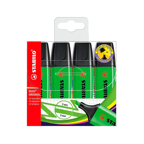 Marcador fluorescente stabilo 70 verde pack 4 un. 1