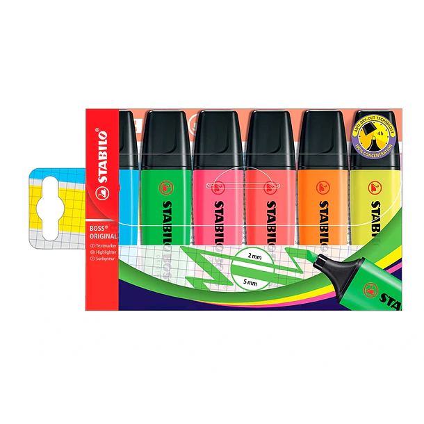  Marcador fluorescente stabilo 70 pack 6 un. cores sortidas 