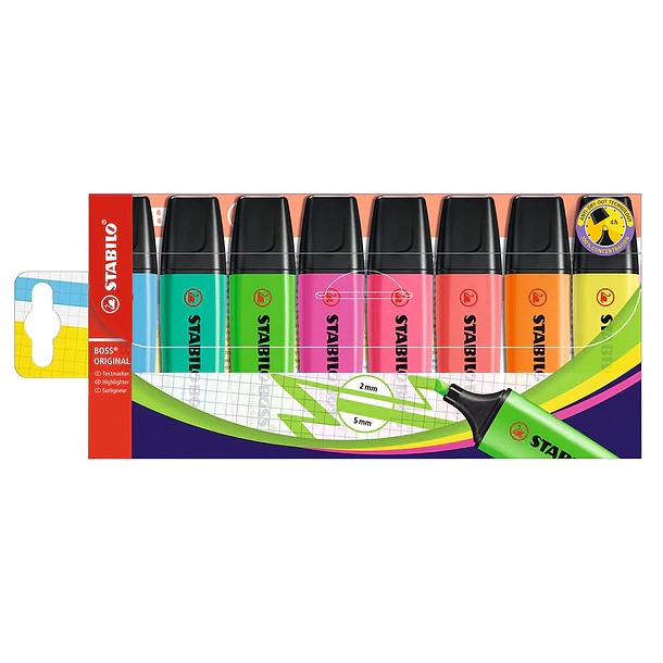  Marcador fluorescente stabilo 70 pack 8 un. cores sortidas 1