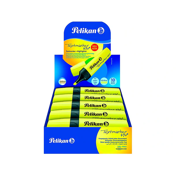       Marcador fluorescente pelikan  490 amarelo cx 10 un 3