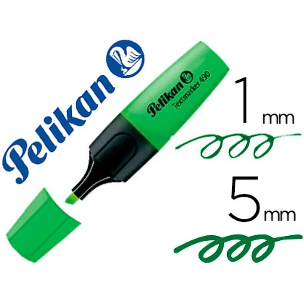  Marcador fluorescente pelikan  490 verde cx 10 un 1