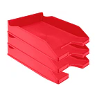 Tabuleiro secretaria plastico vermelho opaco 6 un. 1