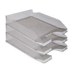 Tabuleiro secretaria plastico cinza escuro transparente 6 un.
