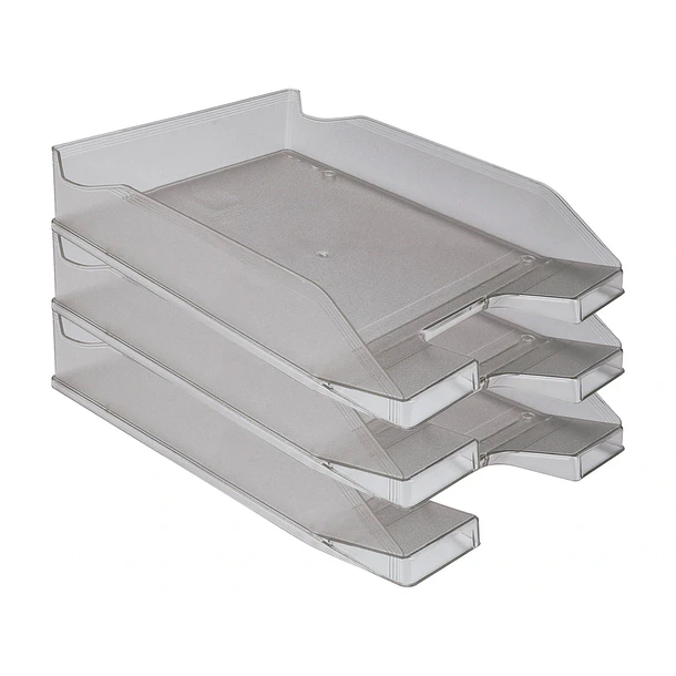 Tabuleiro secretaria plastico cinza escuro transparente 6 un. 1