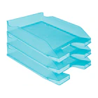 Tabuleiro secretaria  plastico turquesa transparente 6un 1