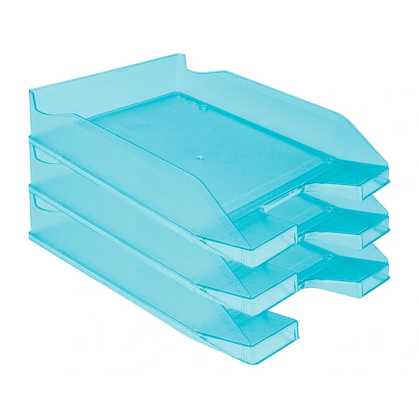 Tabuleiro secretaria  plastico turquesa transparente 6un 1