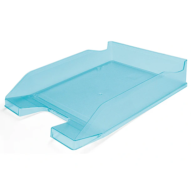 Tabuleiro secretaria  plastico turquesa transparente 6un 2