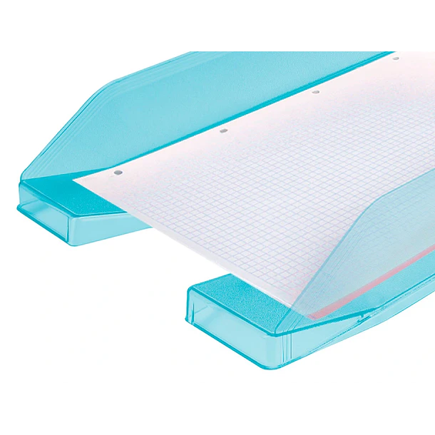 Tabuleiro secretaria  plastico turquesa transparente 6un 3