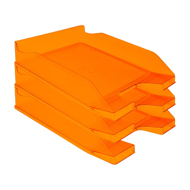 Tabuleiro secretaria plastico laranja transparente 6 un 1