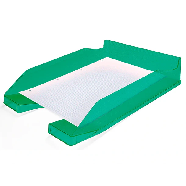 Tabuleiro secretaria plastico verde transparente 6 un 3