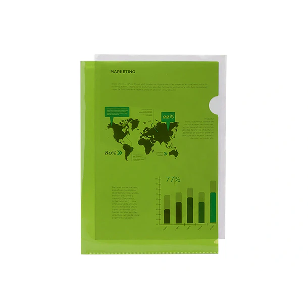 Bolsa dossier A4 pp verde translucido 20 fl 10 un. 2