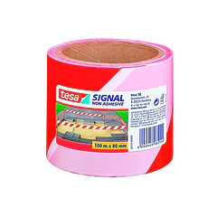 Fita Adesiva Tesa Sinalização Verm/Branco 100mt X80mm
