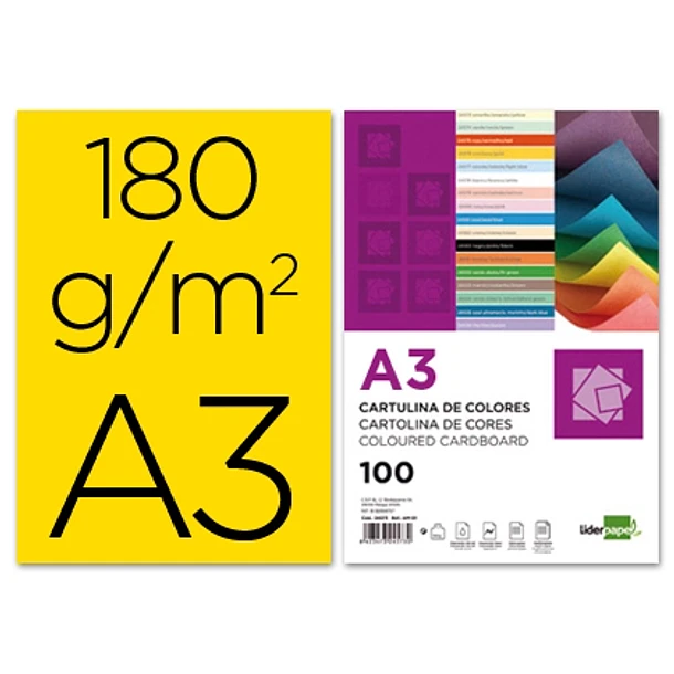 Cartolina A3 180gr 100fl. amarelo 