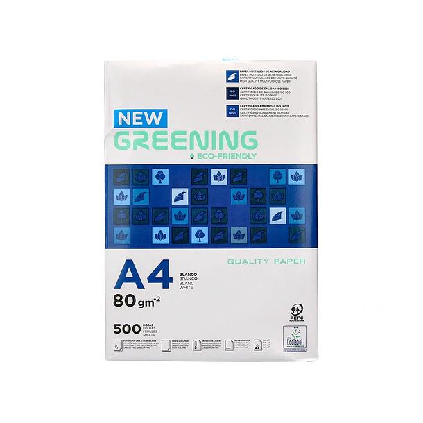 Papel fotocopia A4 80gr Greening 60 cxs. c/portes incluidos 