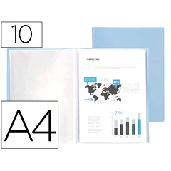 Capa catalogo 10 bl polipropileno A4 azul celeste.