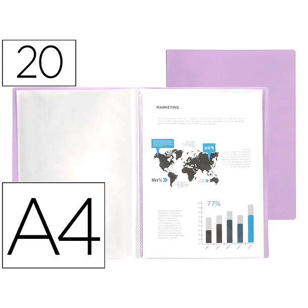 Capa catalogo 20bl polipropileno A4  lavanda opaco. 1