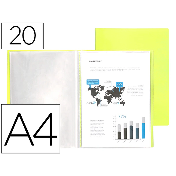 Capa catalogo 20bl polipropileno A4 amarelo flur. 1