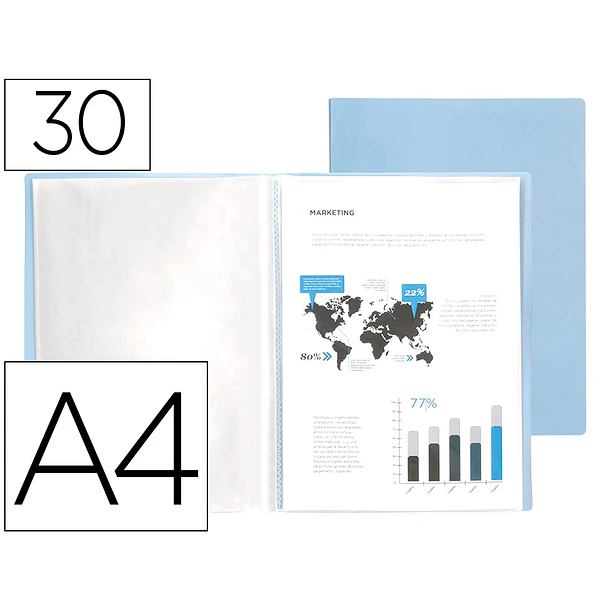 Capa catalogo 30bl polipropileno A4 azul celeste opaco 1