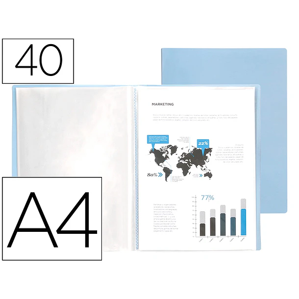 Capa catalogo 40bl polipropileno A4 azul celeste opaco 1