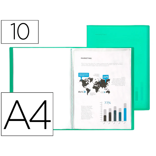 Capa catalogo 10 bl A4  verde transp. 1