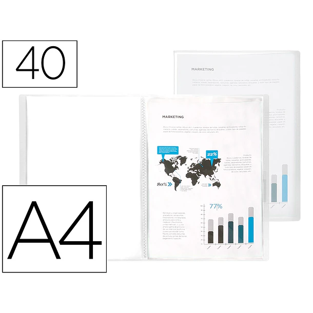 Capa catalogo  40 bl polipropileno A4 traslucida transparente 1