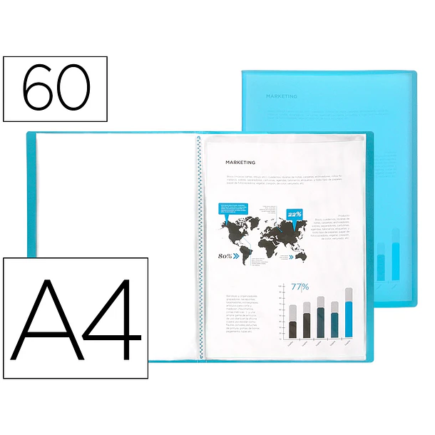Capa catalogo  60 bl polipropileno A4 traslucida azul frosty. 1