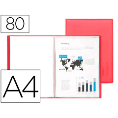 Capa catalogo  80 bl polipropileno A4 traslucida vermelha
