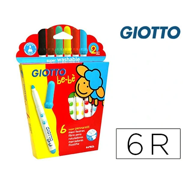 Marcador GIOTTO BEBE cx. 6 cores. 