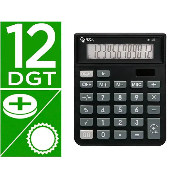 Calculadora  secretaria 12 dig. solar / pilhas 1
