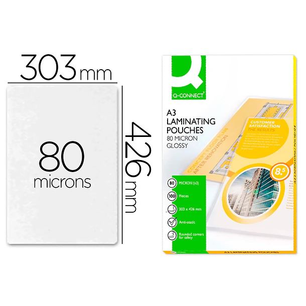 Bolsa plastificar  80 mic. A3 cx 100 un 1