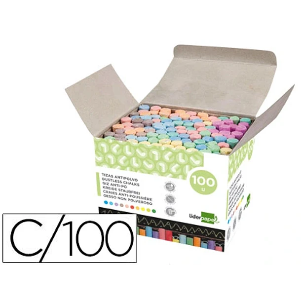 Giz cor anti pó cx. 100 un. cores sortidas. 