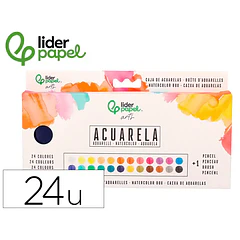 Aguarela 24 cores c/ pincel estojo metálico.