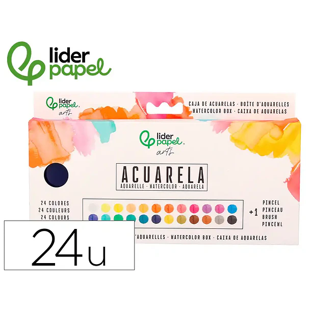Aguarela 24 cores c/ pincel estojo metálico. 