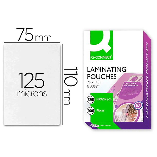 Bolsa plastificar 110x75mm 125 mic. cx 100  1