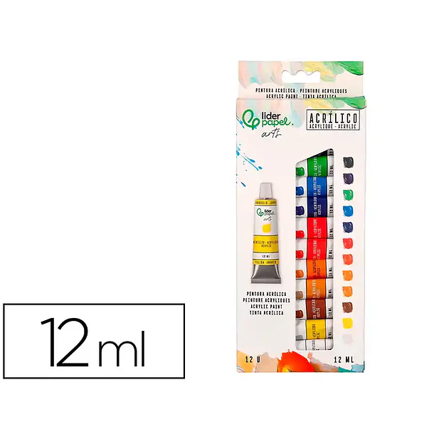 Tinta acrílica cx 12 tubos alumínio 12ml cores sort. 1
