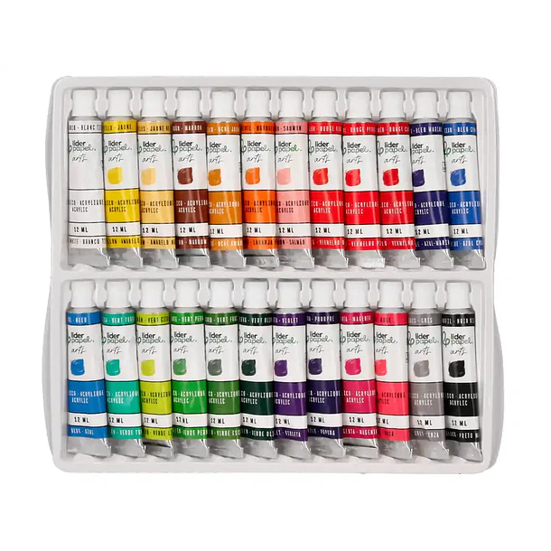 tinta acrílica cx 24 tubos alumínio 12ml cores sort. 2