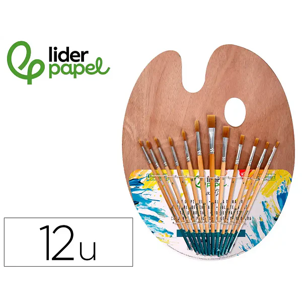 Pinceis sintéticos  12 un. + paleta de madeira. 1