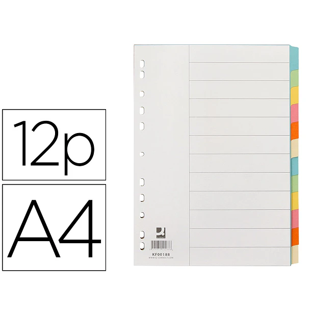 Separador cartolina A4 12 separadores. 1
