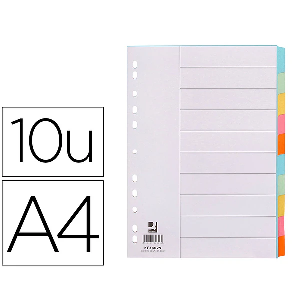 Separador cartolina A4 10 separadores. 1