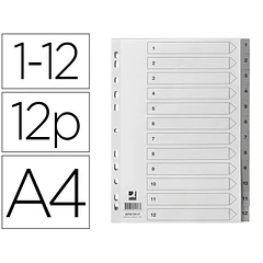  Separador A4 numerico plastico 1 a 12 