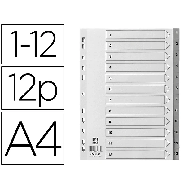  Separador A4 numerico plastico 1 a 12  1