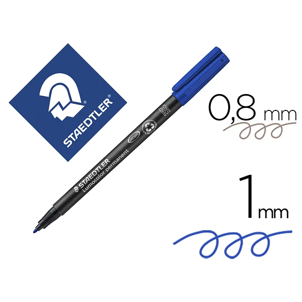 Marcador staedtler ponta 0,8-1 mm azul. cx 10 