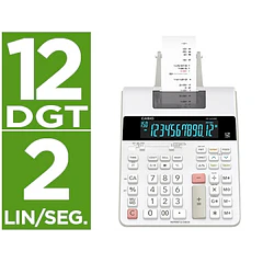  Calculadora casio c/ rolo 12 digitos dc cor branca.