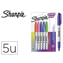 Marcador sharpie  0.9mm blister de 5 un.cores sortidas.