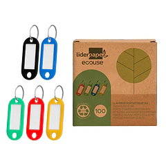 Chaveiro porta-etiquetas 50x22mm cx 100 unid.cores sort.