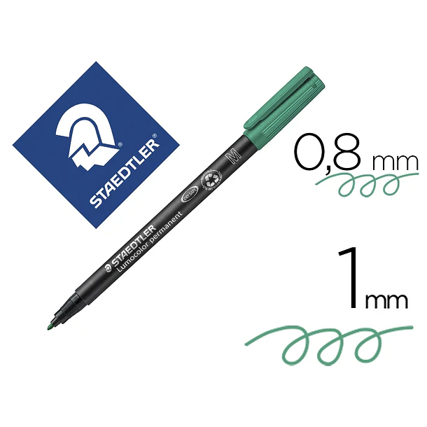 Marcador staedtler ponta 0,8-1 mm verde cx 10 