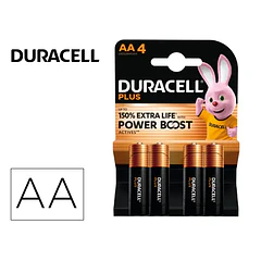 Pilha DURACELL alcalina plus AA 4 unidades.