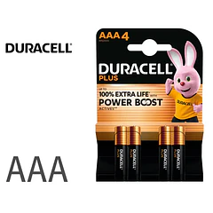 Pilha DURACELL alcalina plus AAA  4 unidades.