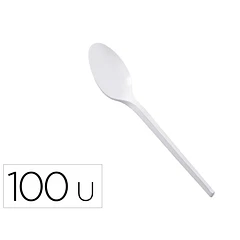 Colher plastico branco reutilizavel  100 un.