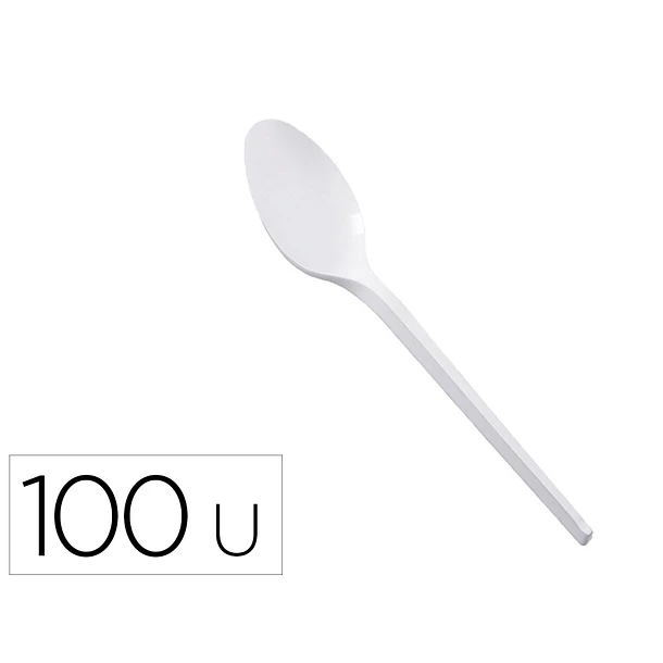 Colher plastico branco reutilizavel  100 un. 